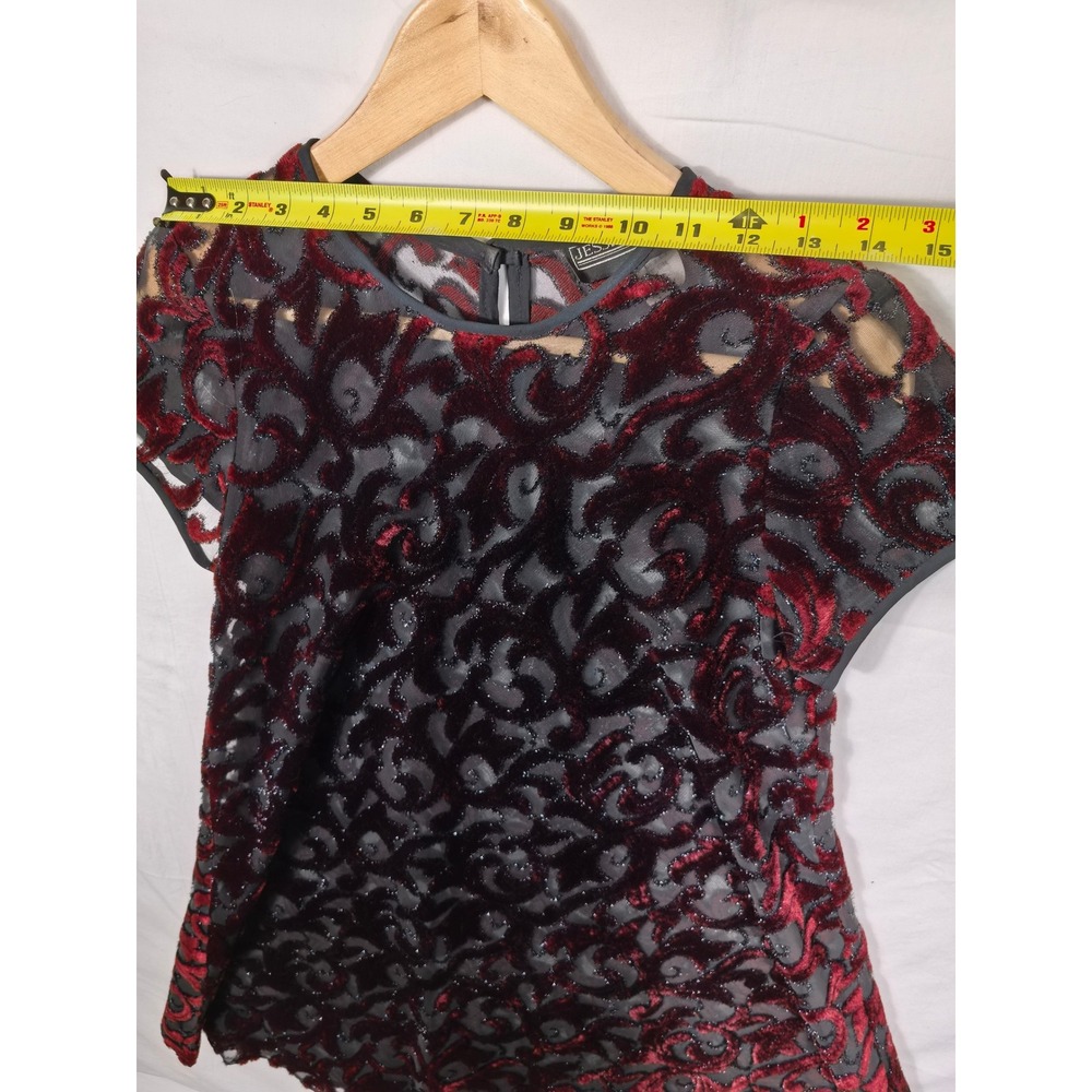 Jessica Howard Velvet Burnout Dress 6 Black Floral Elegant Whimsigoth Party - Picture 3 of 9